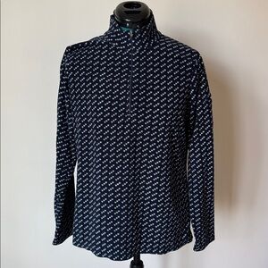 L.L. Bean | Fleece 1/4 Zip Birdseye Print Pullover in Navy Blue 280181 | Size M
